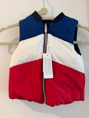 Jacadi Blue White Red Colorblock Puffer Vest